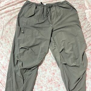 Divided Gray Track Pants with Elastic Waistband